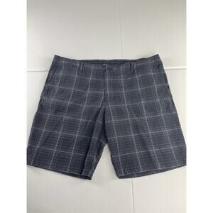 Tommy Bahama Mens 42 Seersucker Chino Cotton Shorts Black Plaid Golf